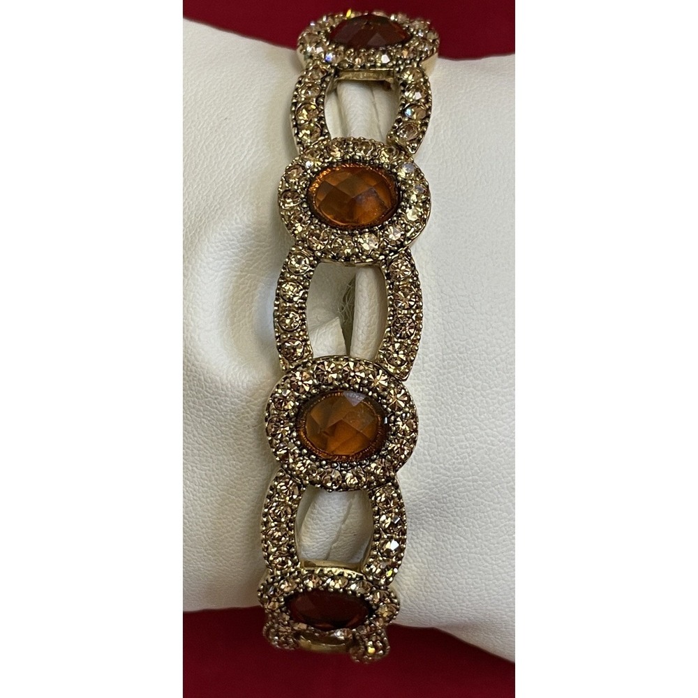 Monet Amber Rhinestone Pave Stretch Bracelet - Picture 11 of 14
